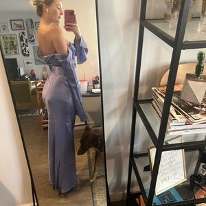 Meshki Giselle Lavender/Light Blue Silky Gown With Long Sleeves (worn once)